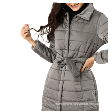 Bulk Sale Women Spread Collar Waterproof Winter Jacket With Waist Belt